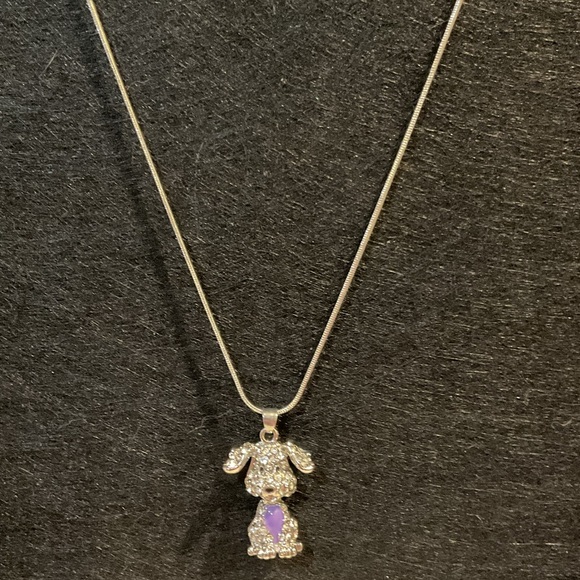 Silver and Purple Dog Pendant Necklace - Picture 2 of 12